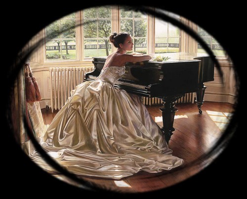 femme, piano, robe